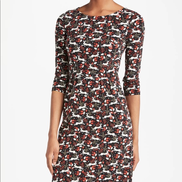 Boden Dresses & Skirts - 🐇 Boden Penny jersey dress black red hare rabbit berry winter print 4